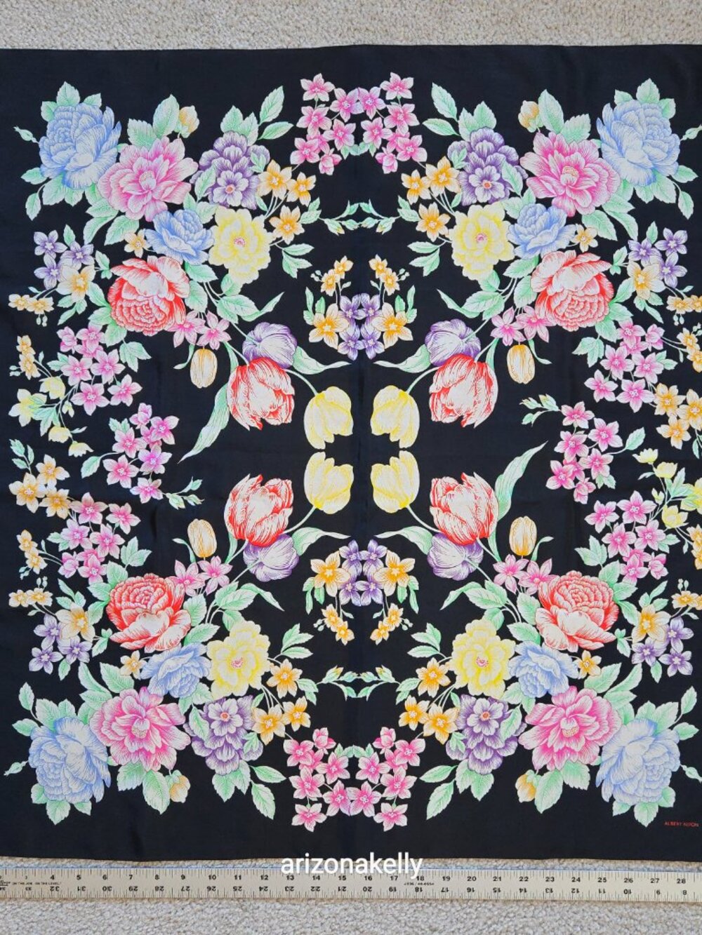 Albert Nipon Silk Scarf Spring Flowers Floral - Picture 2 of 11